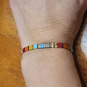 Retro multicolored Tila Bead Stretch Bracelet